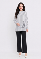 Alinea Stripe Embroidery Blouse | White | Arlette By Brilliant Girl