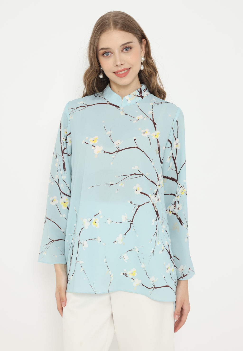 Amoura Tops With Sanghai Neck | Blue