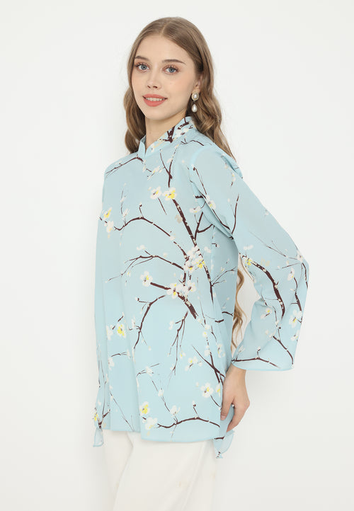 Amoura Tops With Sanghai Neck | Blue