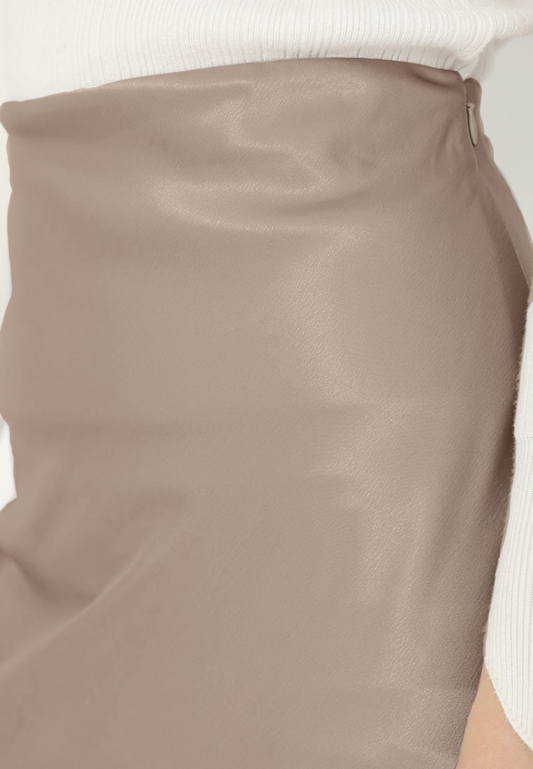 Solis Satin Long Skirt in Mocca By Brilliant Girl