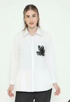 Viona Plain Shirt White With Flowers In Pocket By Brilliant Girl