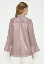 Angela Stripes Satin Tops | Brown
