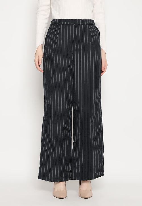 Amalia Stripes Long Pants | Black