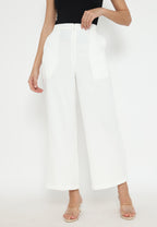 Aura High Waist Leg Pants | White