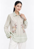 Iris Bloom Shirt  With Color Gradient | Green And Beige