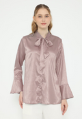 Angela Stripes Satin Tops | Brown
