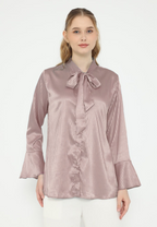 Angela Stripes Satin Tops | Brown