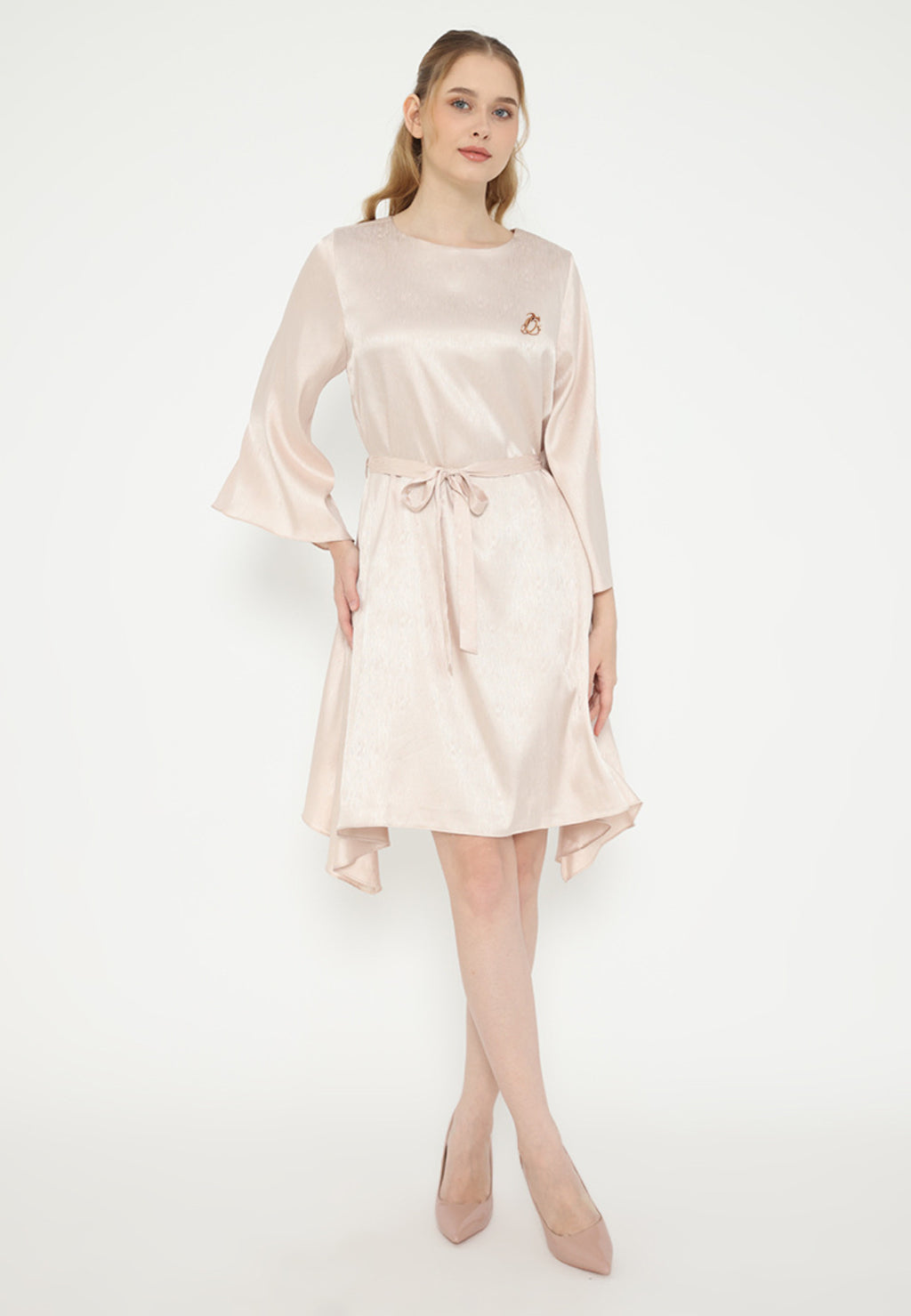 Lilies Satin Midi Dress | Cream