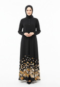 Elina Floral Muslim Long Dress | Black
