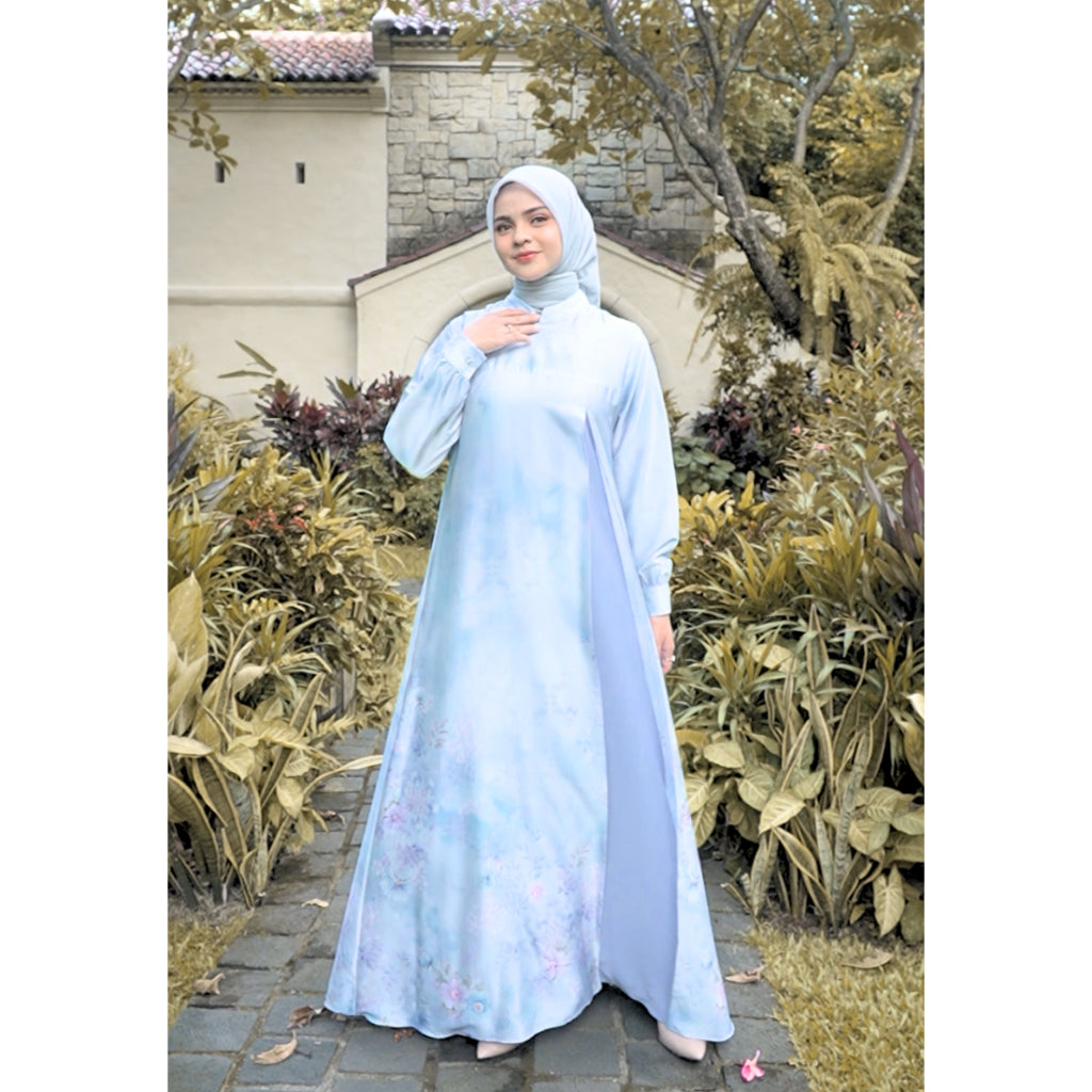 Arcelia Muslim Long Dress Armany Silk | Blue