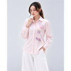 Camellia Embroidery Shirt |Soft Pink