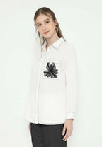 Viona Plain Shirt With Flowers In Pocket |Black , White and Red