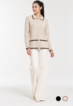 Orlina Knit Cardigan | Black And Cream