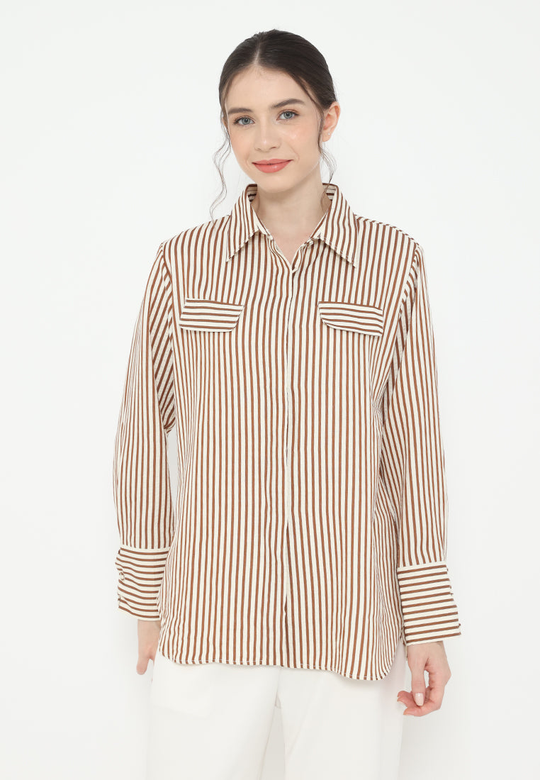 Maribelle Stripe Shirt With Long Sleeve | Cream