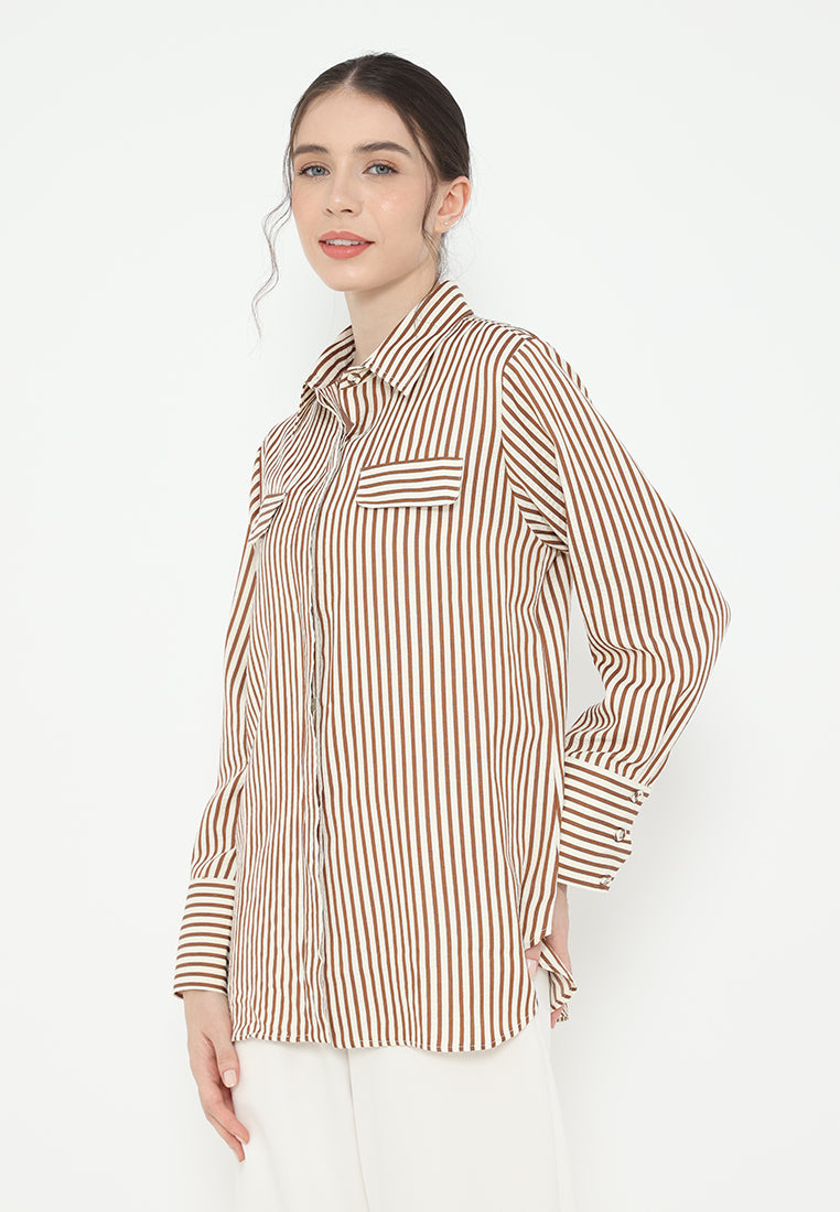 Maribelle Stripe Shirt With Long Sleeve | Cream