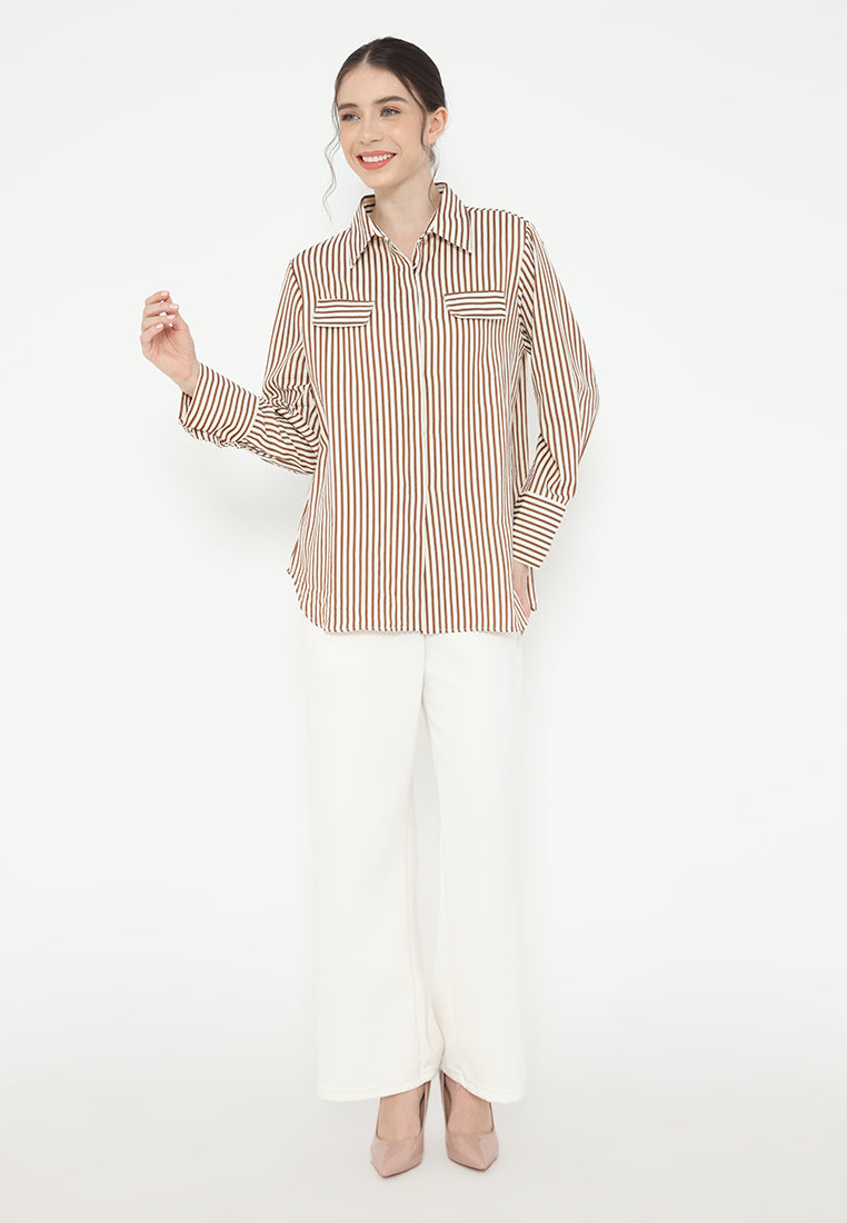 Maribelle Stripe Shirt With Long Sleeve | Cream