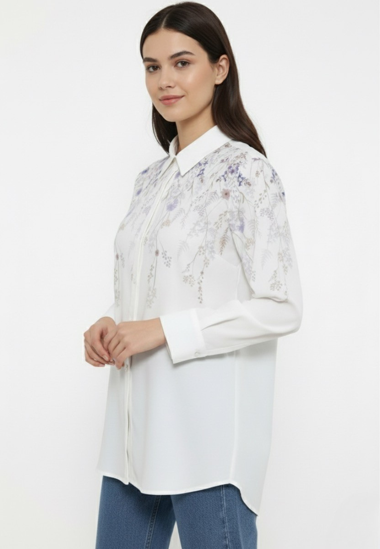Gardenia Tops With Floral | White
