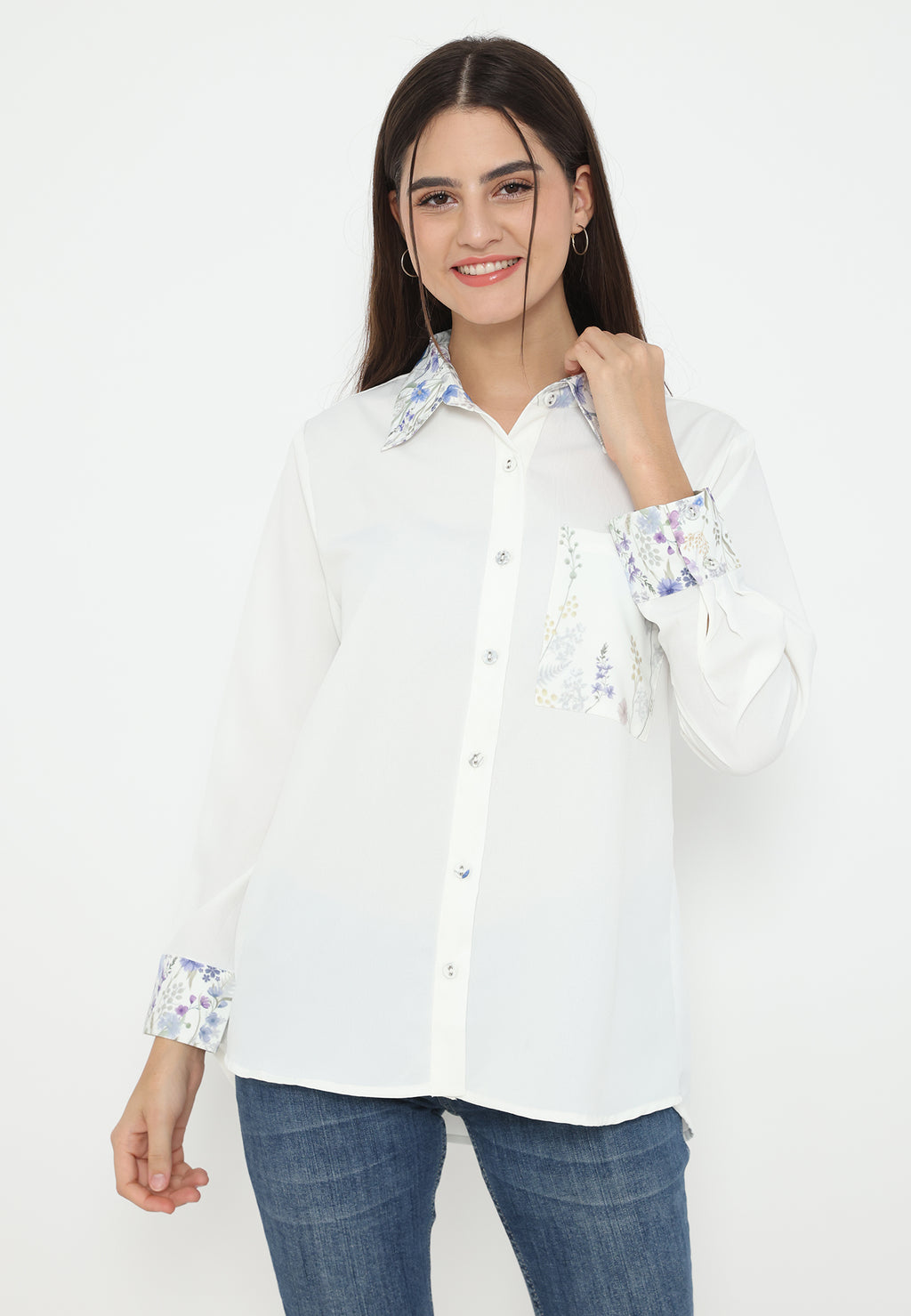 Hafizah Cotton Silk Shirt | White