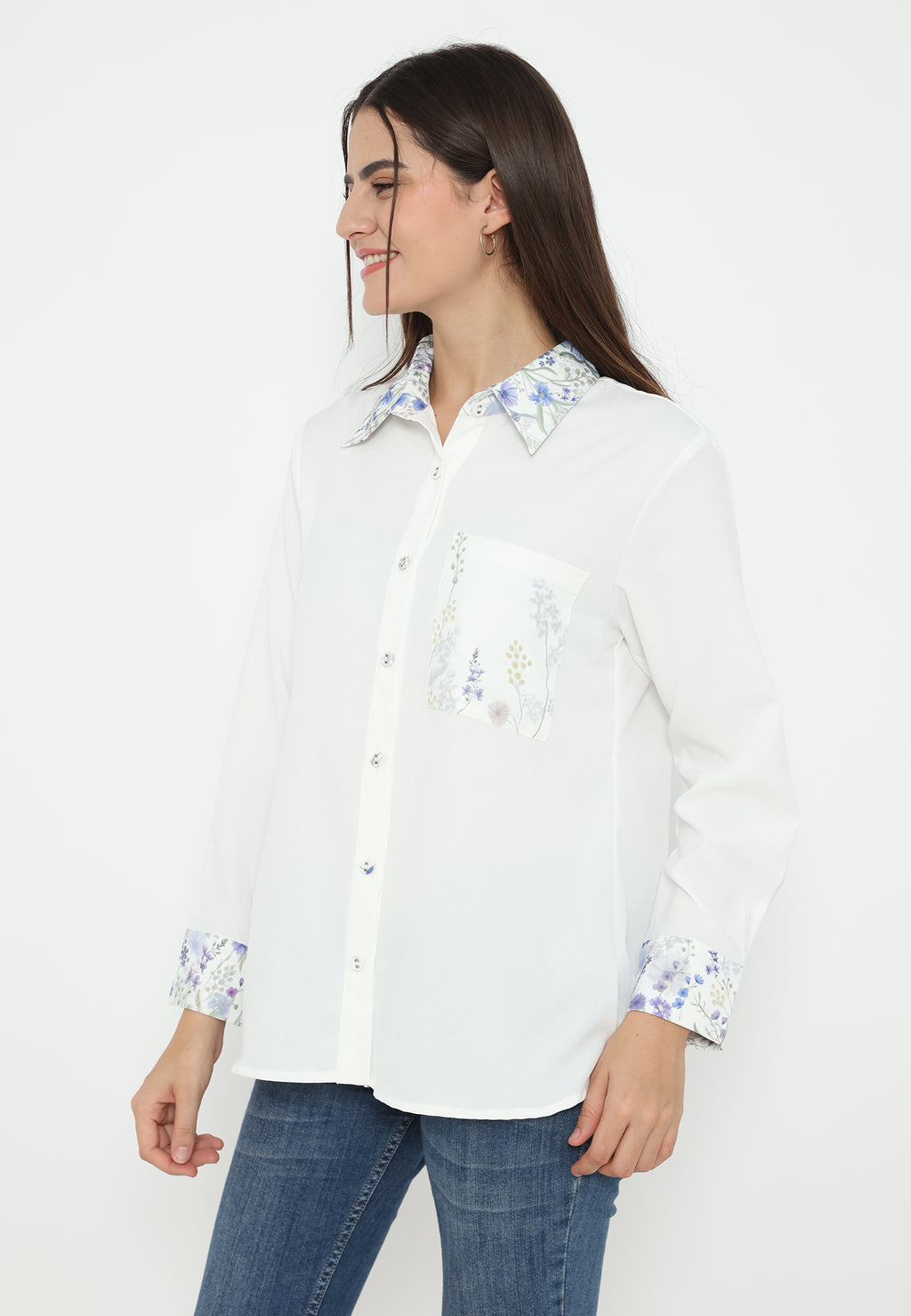 Hafizah Cotton Silk Shirt | White