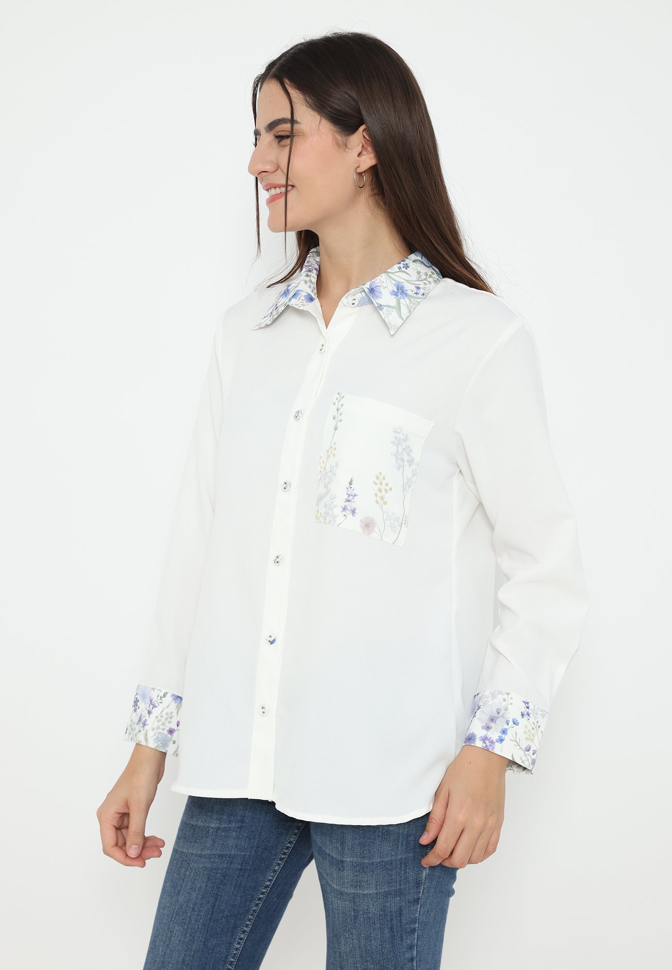 Hafizah Cotton Silk Shirt | White