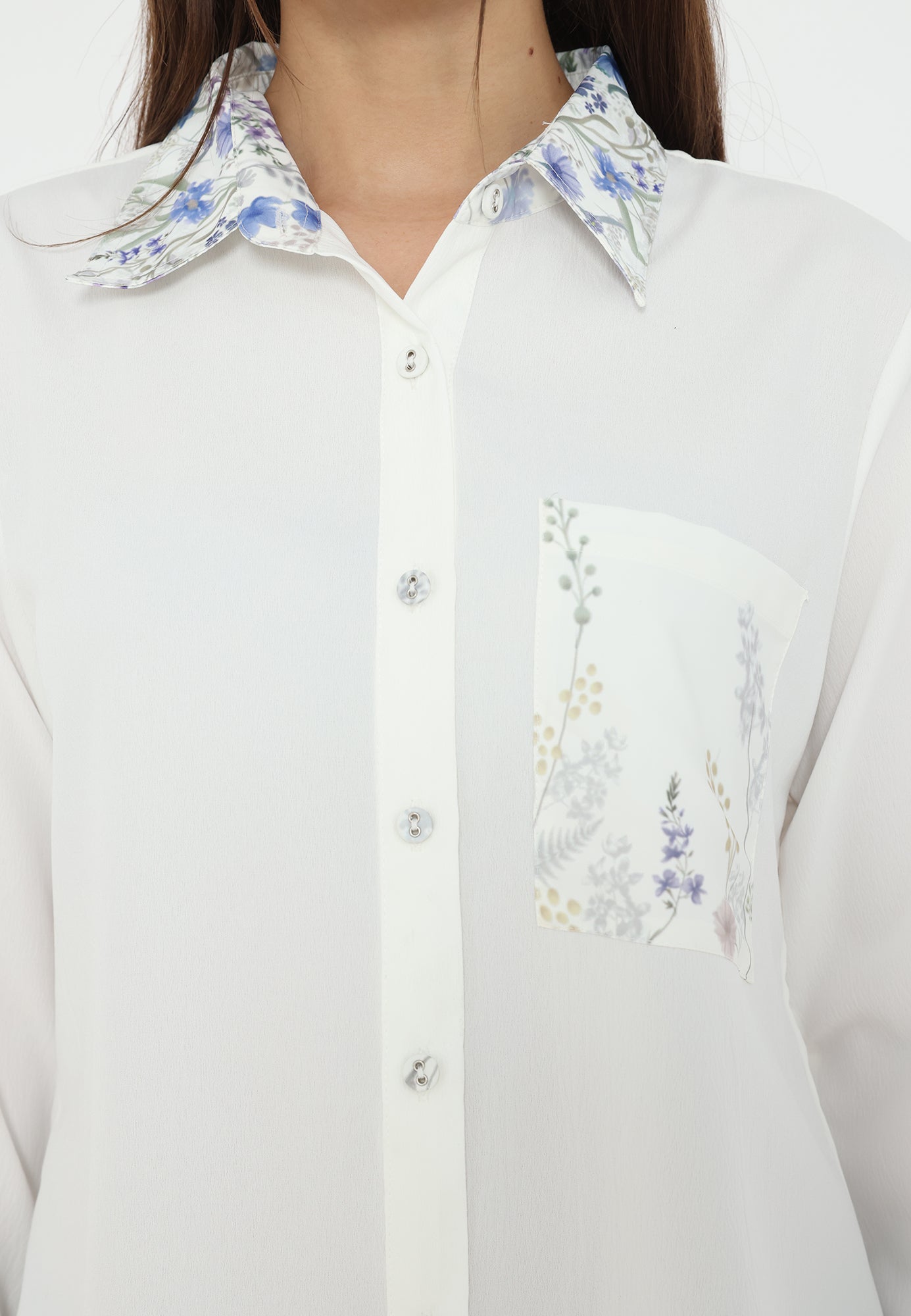 Hafizah Cotton Silk Shirt | White