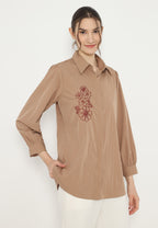 Sorelle Tops Cotton Embroidery | Brown