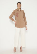 Sorelle Tops Cotton Embroidery | Brown