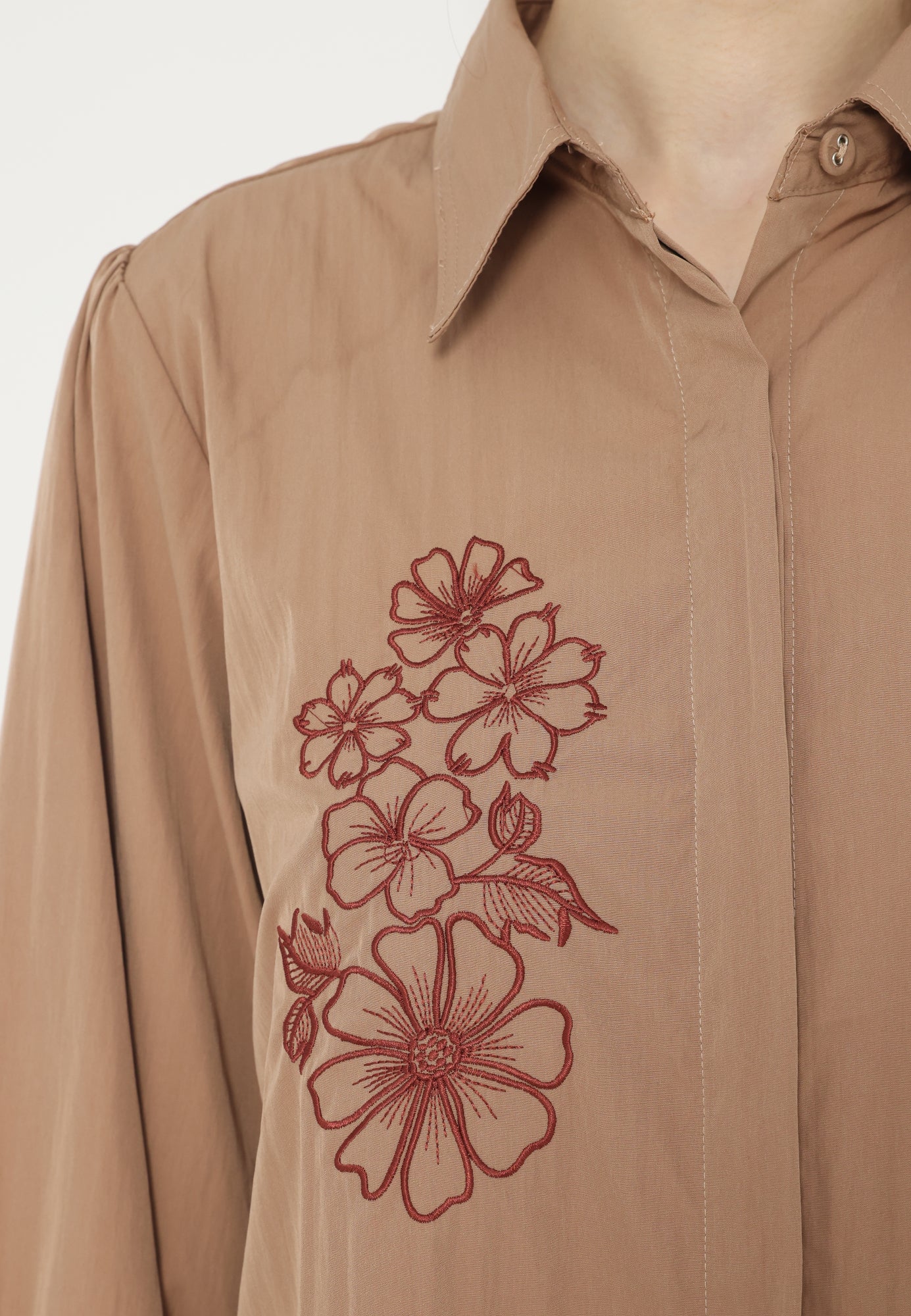 Sorelle Tops Cotton Embroidery | Brown