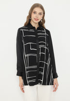 Ordea Abstract Lines Shirt | Black