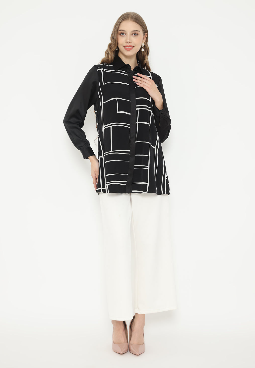 Ordea Abstract Lines Shirt | Black