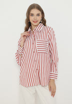 Olia Stripes Red White Shirt | White