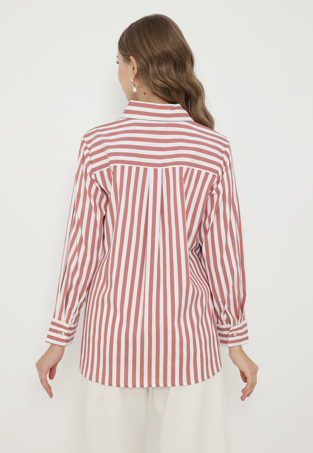 Olia Stripes Red White Shirt | White