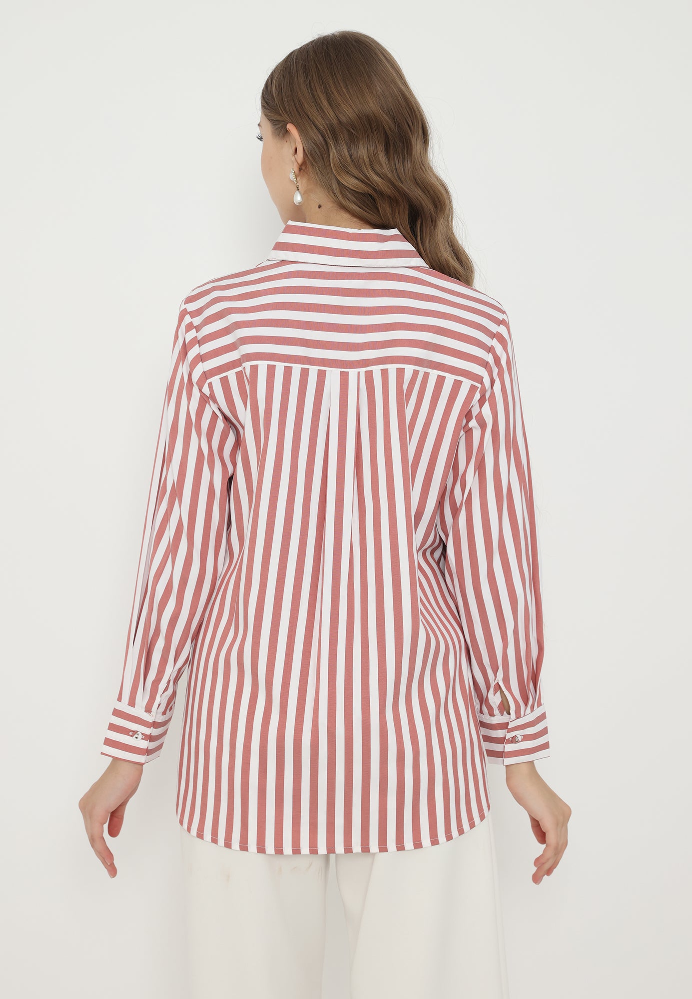 Olia Stripes Red White Shirt | White