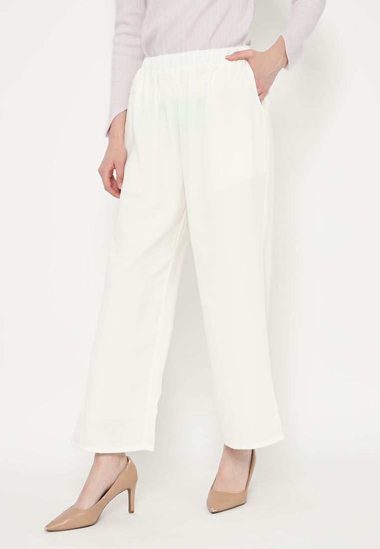 Amalia Plain Pants | White