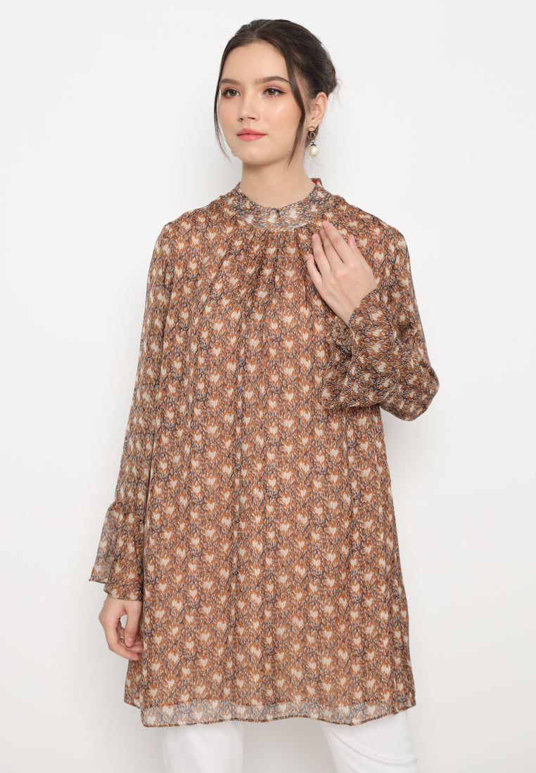 Naura Tops With Flared Sleeves | Brown