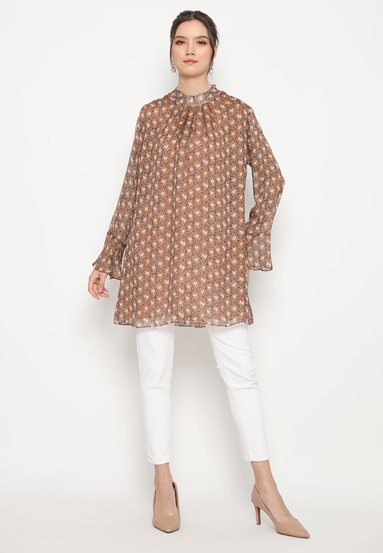 Naura Tops With Flared Sleeves | Brown