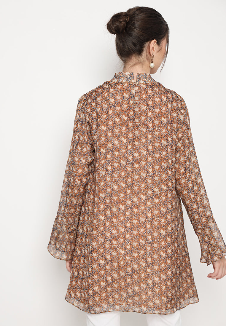 Naura Tops With Flared Sleeves | Brown