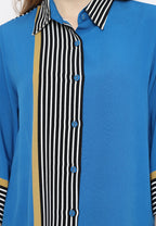 Omalia Abstract Stripes Tops | Blue