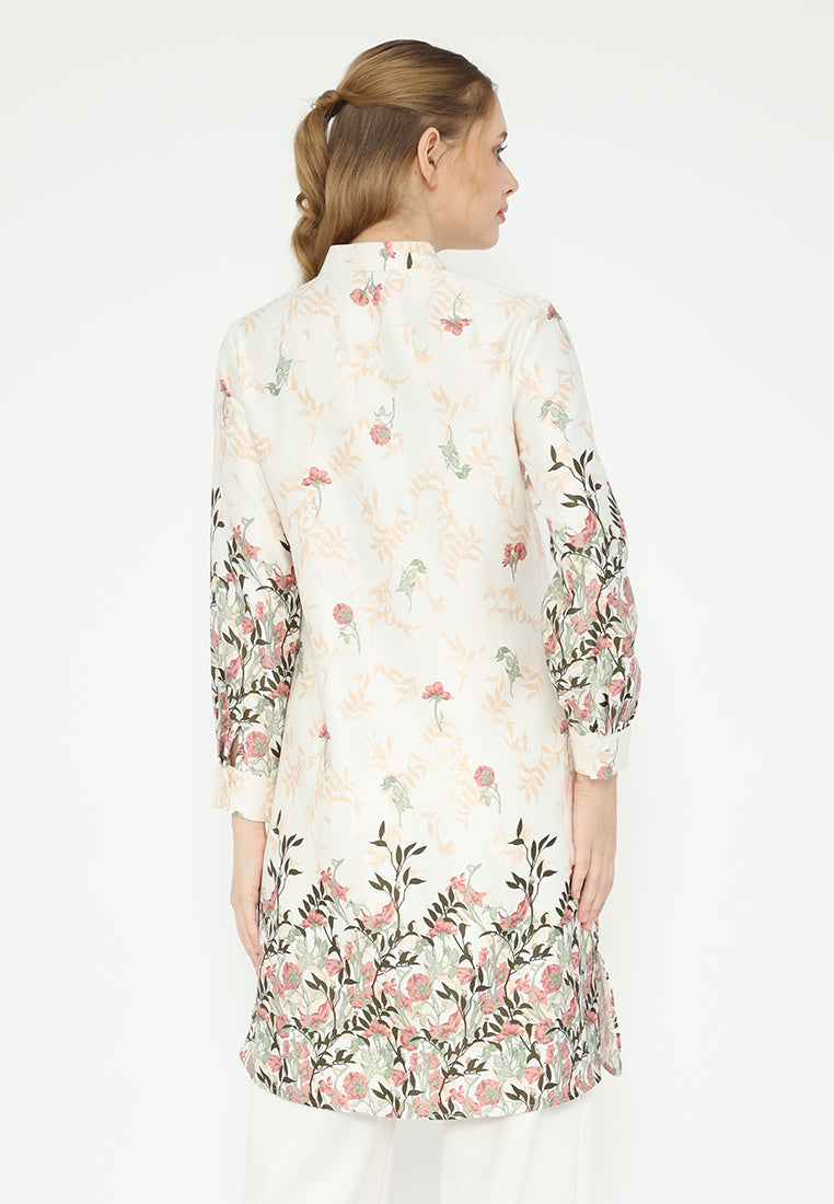 Selena Tunic Crepe Kerah Sanghai Long Sleeve | Cream