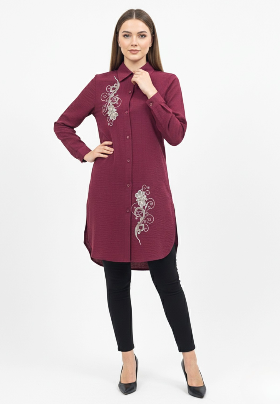 Ayesha Tunic  Cotton Crincle | Red