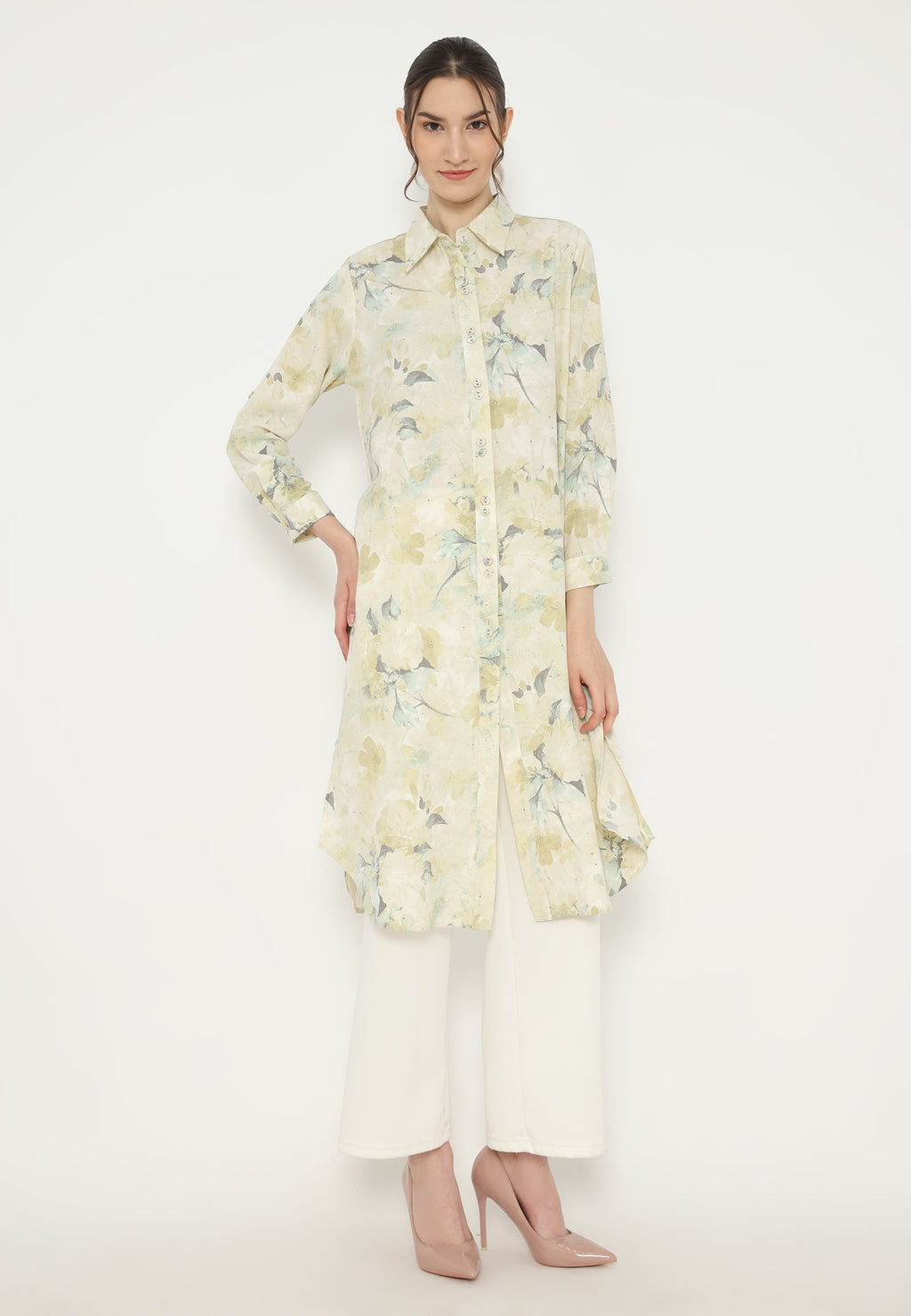 Grace Tunic Floral Motif | Cream
