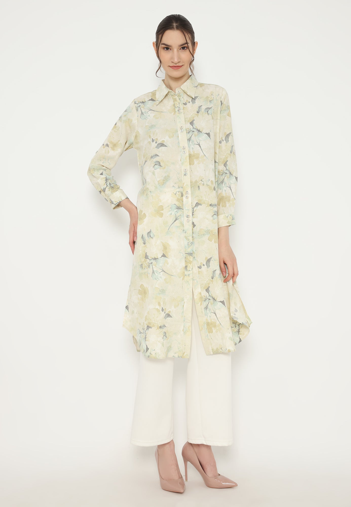 Grace Tunic Floral Motif | Cream