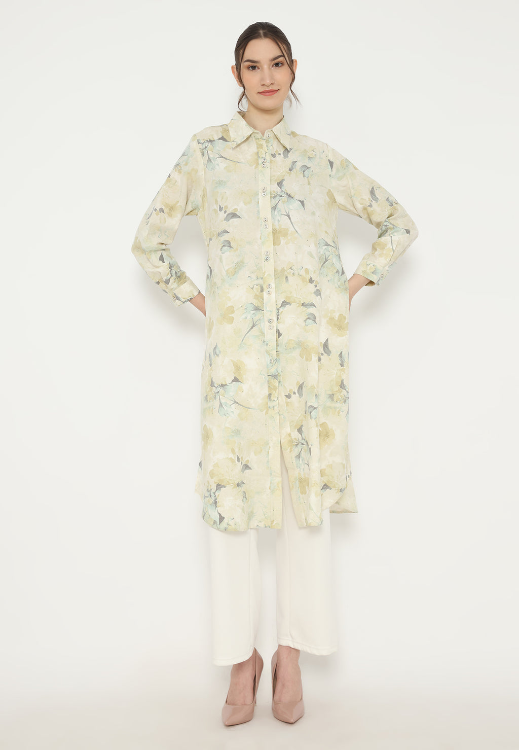 Grace Tunic Floral Motif | Cream