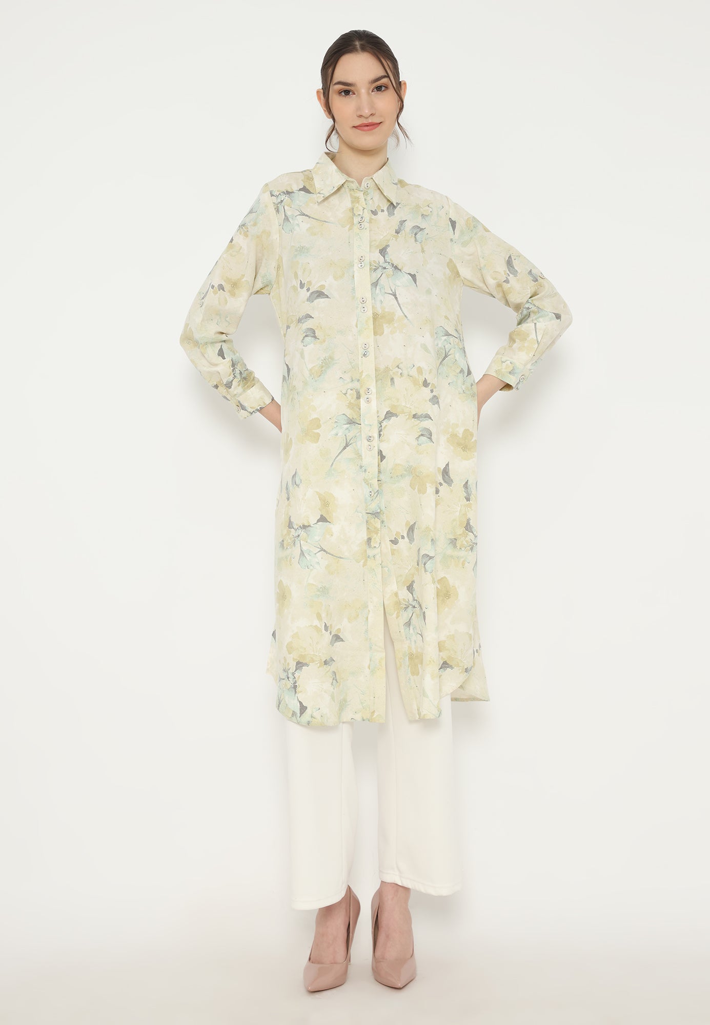 Grace Tunic Floral Motif | Cream