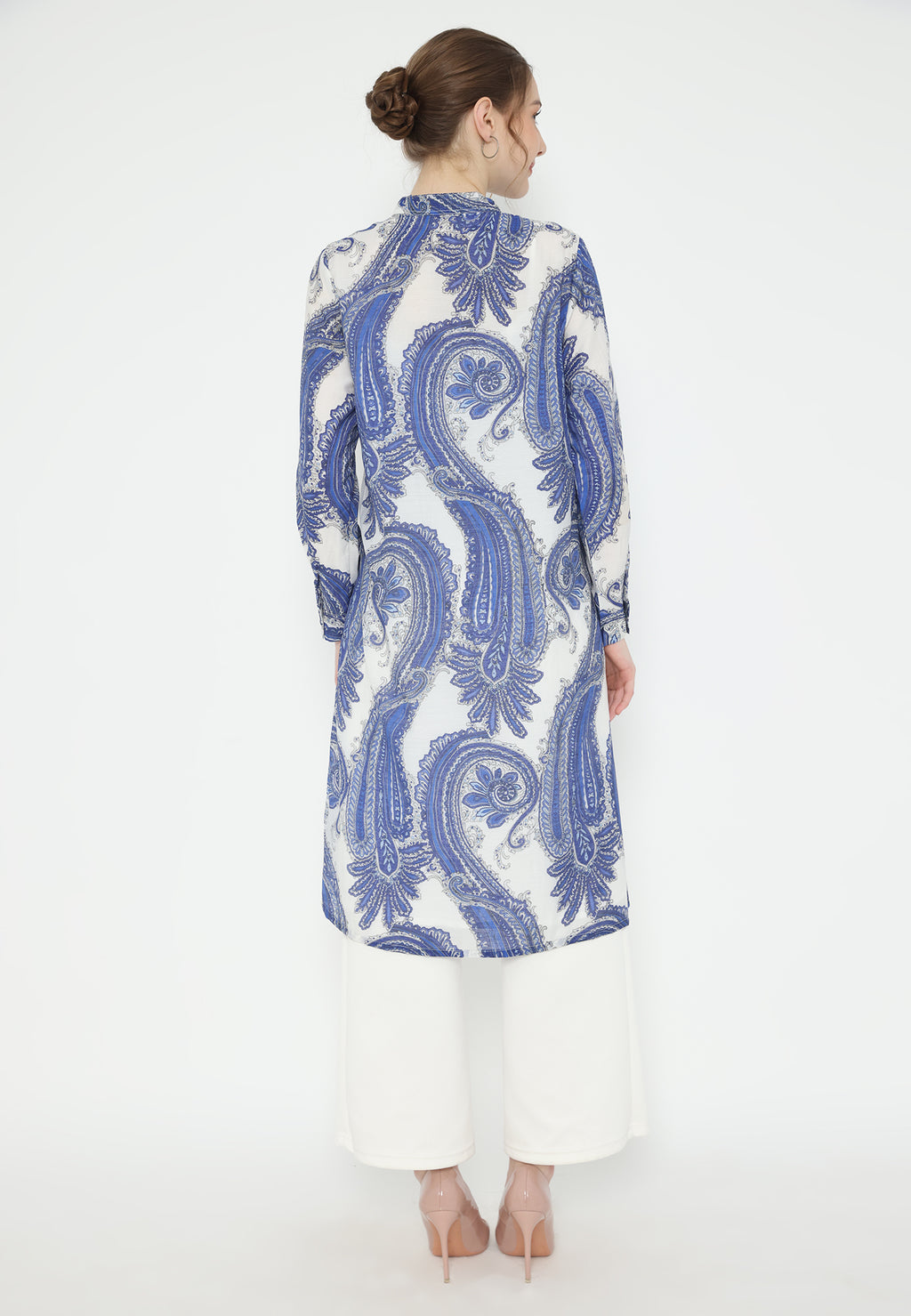Jerome Paisley V-Neck Blouse | Blue