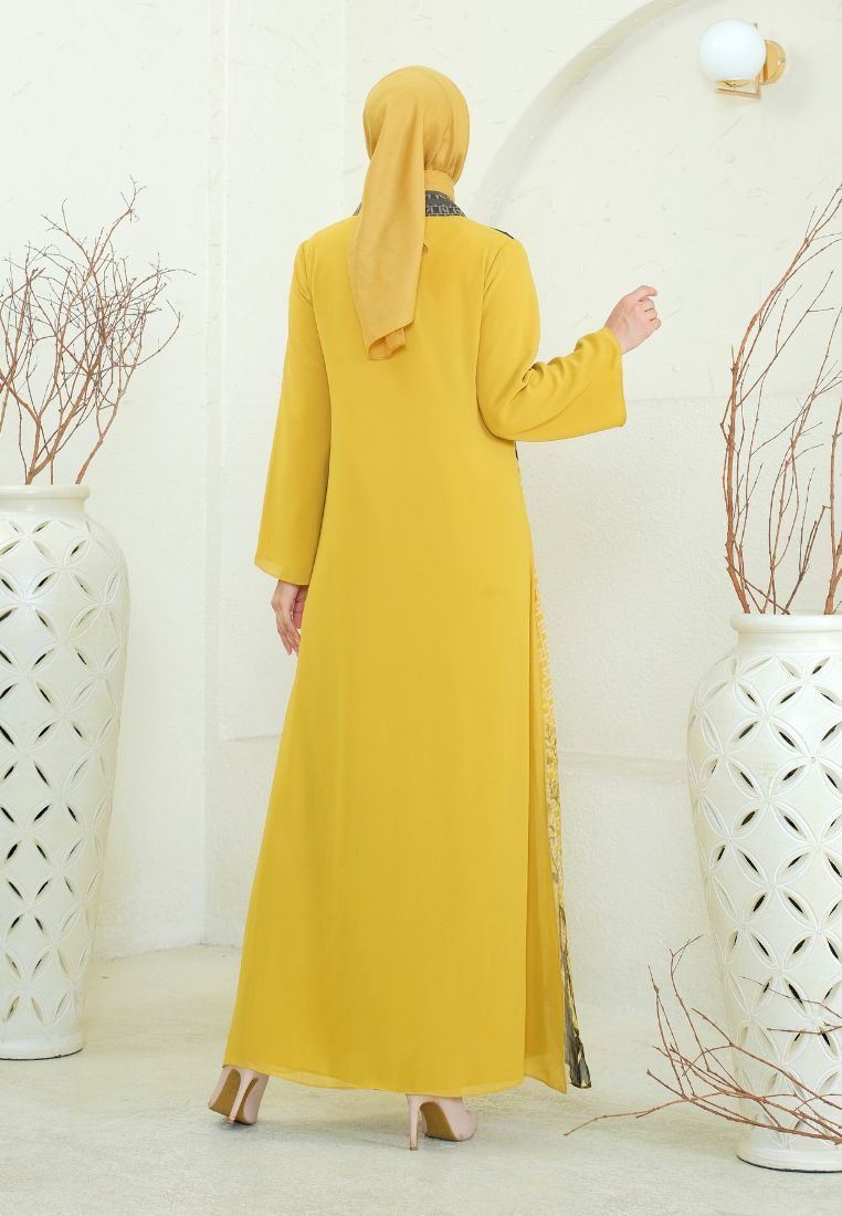 Bravana Muslim Long Dress Gradiation | Yellow