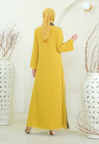 Bravana Muslim Long Dress Gradiation | Yellow