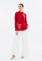 Valeria Embroidery Shirt | Red