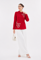 Valeria Embroidery Shirt | Red