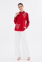 Valeria Embroidery Shirt | Red